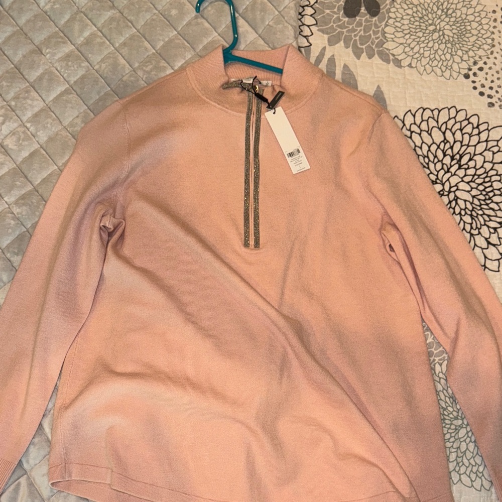 Chico's Pink Quarter-Zip Pullover